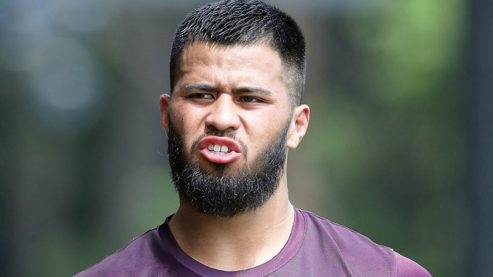 Pictured here, Payne Haas in training with the Brisbane Broncos.