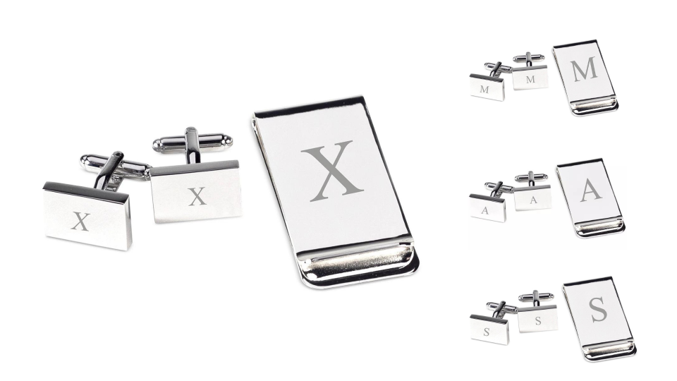 Best personalized gifts: Silver Plated Cufflinks and Money Clip Set