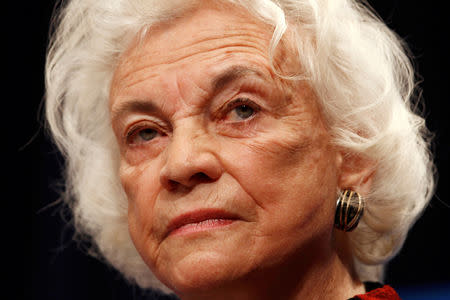 FILE PHOTO: Retired U.S. Supreme Court justice Sandra Day O'Connor delivers the keynote speech during a conference at the Georgetown University Law Center in Washington January 26, 2010. REUTERS/Kevin Lamarque/File Photo