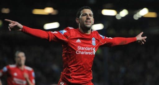 Liverpool midfielder Maxi Rodriguez, pictured in April 2012, has joined Newell's Old Boys in Argentina for an undisclosed fee, the English Premier League giants said Friday