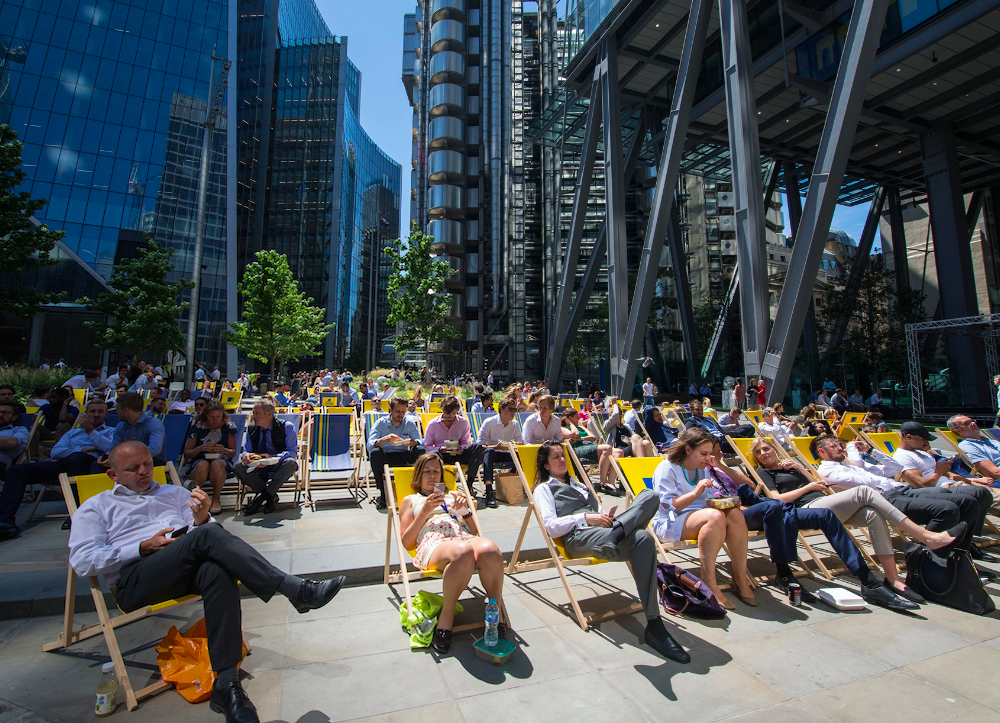 Londoners take a break from work in the City on Monday (Picture: PA)