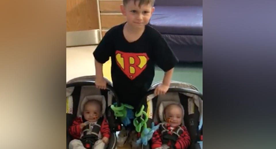 The twin boys were discharged nearly two months after the procedure. Source: Robin Lynn/ Facebook