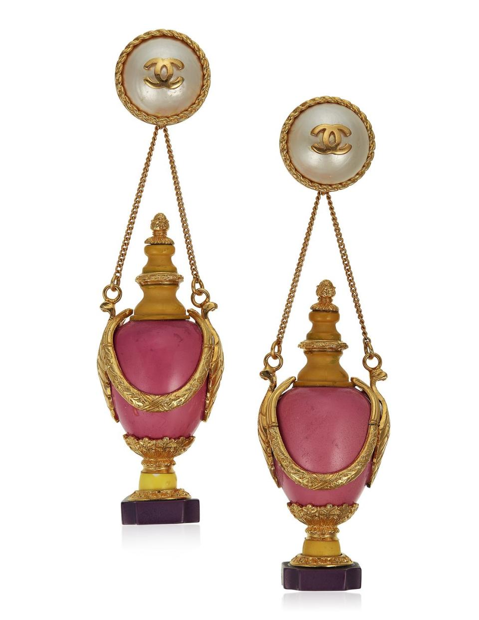 Chanel Unsigned, Oversize Faux Pearl and Resin Earrings