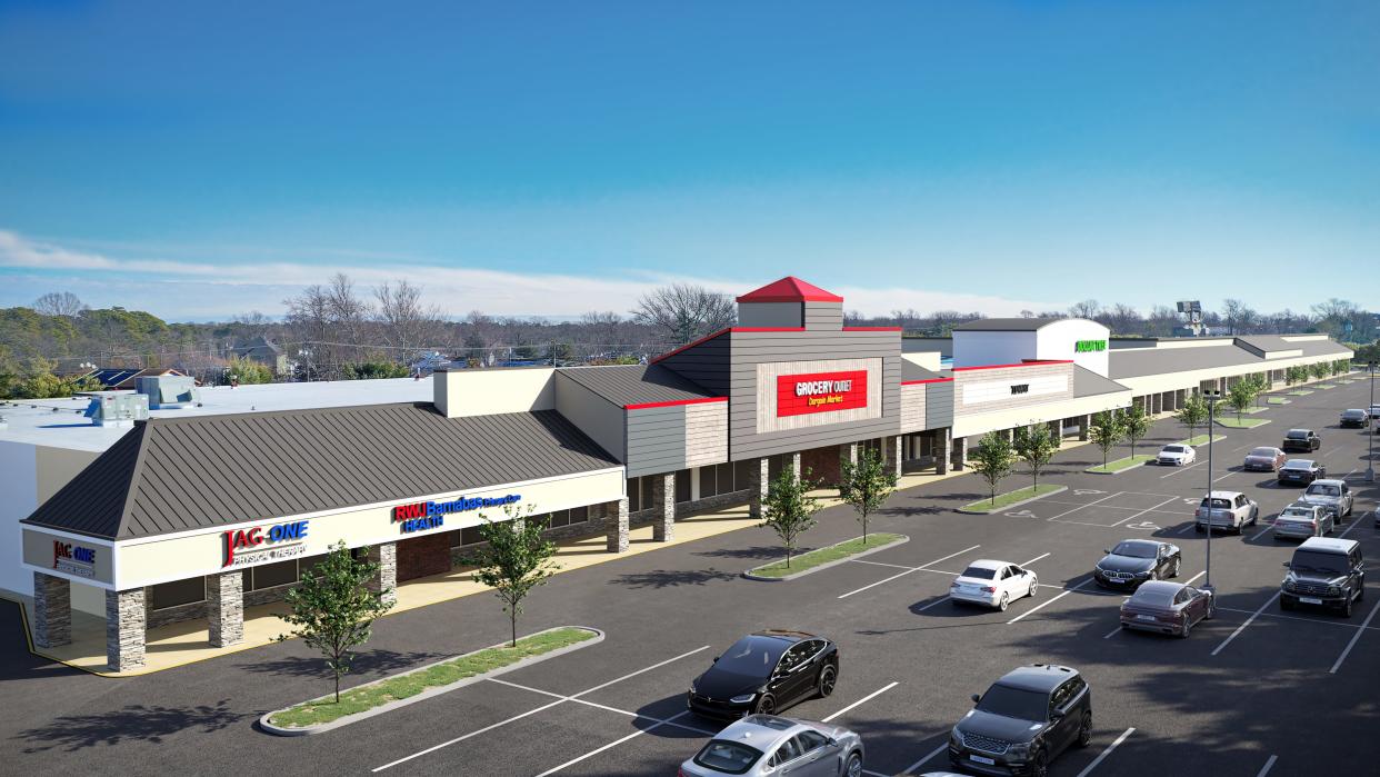 A rendering of Bellcrest Plaza, a shopping center on Fischer Boulevard that is being reinvigorated with new tenants, including Grocery Outlet, new signage and other upgrades.