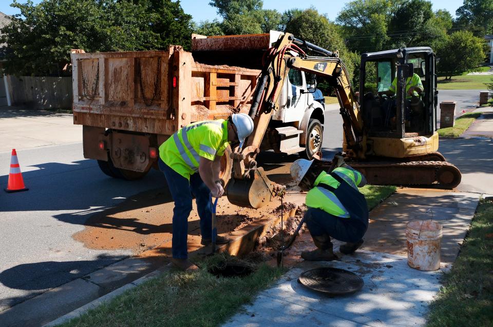 A crew with the city of Edmond works on a water main in October. A proposed rule from the Environmental Protection Agency would require every water system in the country to eliminate lead pipes within 10 years.