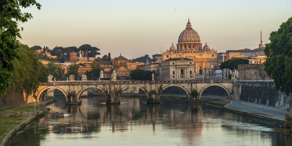 a suggestive view at dawn of a street, via di monte rianzo in the prati district in the historic center of rome