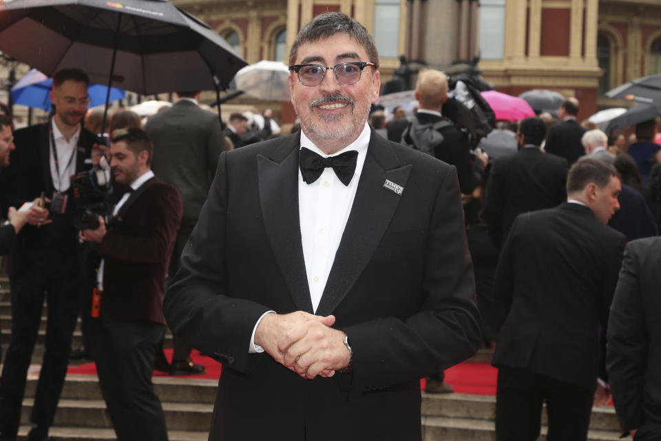 FILE - Alfred Molina poses arrives at the Olivier Awards in London on April 8, 2018. Molina turns 68 on May 24. (Photo by Joel C Ryan/Invision/AP, File)