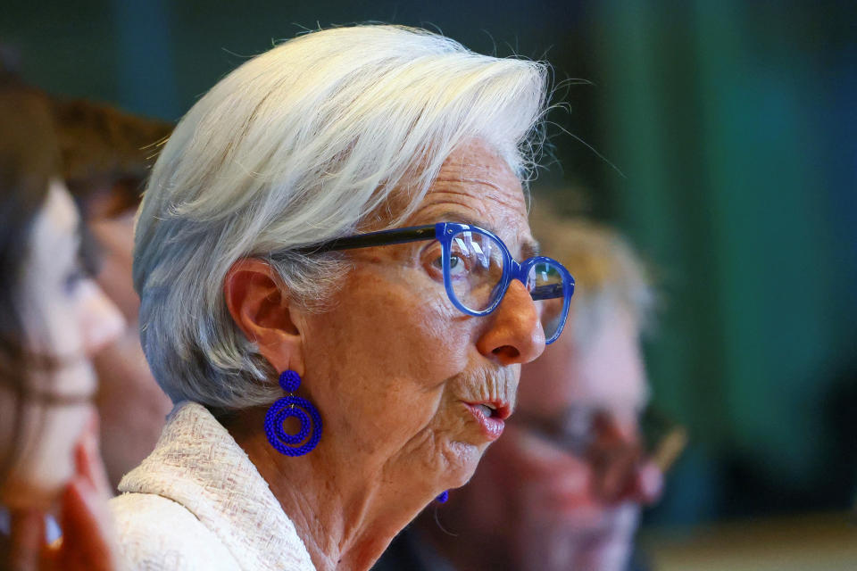 European Central Bank President Christine Lagarde addresses the European Parliament's Committee on Economic and Monetary Affairs, at the European Parliament, in Brussels, Belgium June 5, 2023. REUTERS/Yves Herman