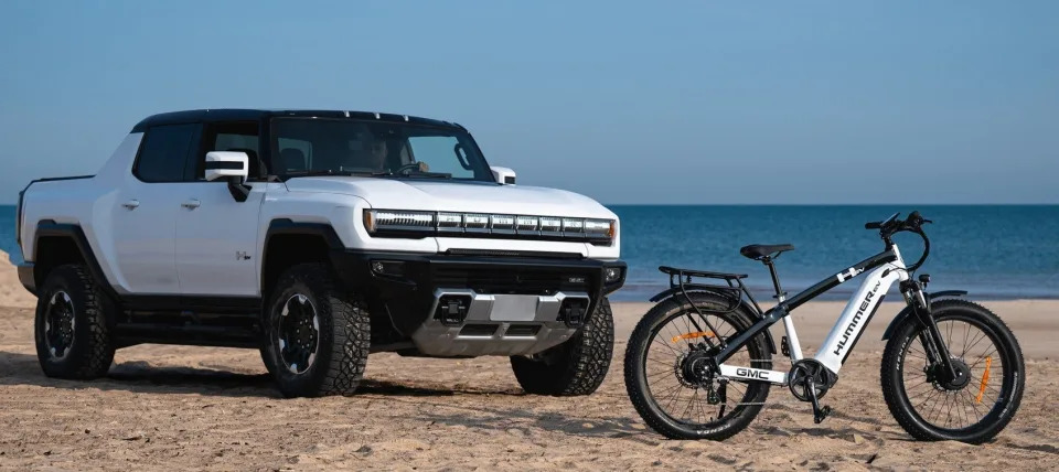 The GMC Hummer EV and its e-bike counterpart.