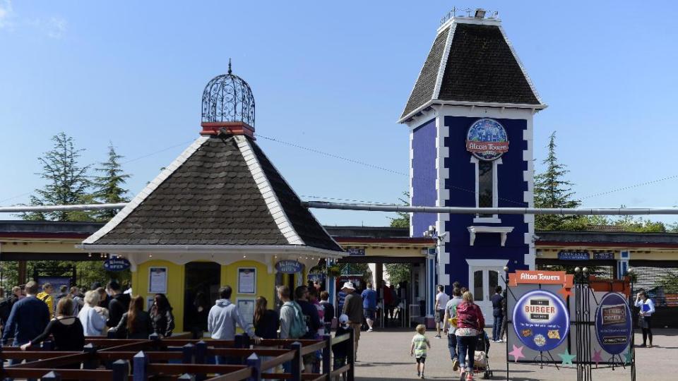 Members of the public arrive at Alton Towers in Staffordshire, as the theme park reopened following a rollercoaster crash which saw four people seriously injured