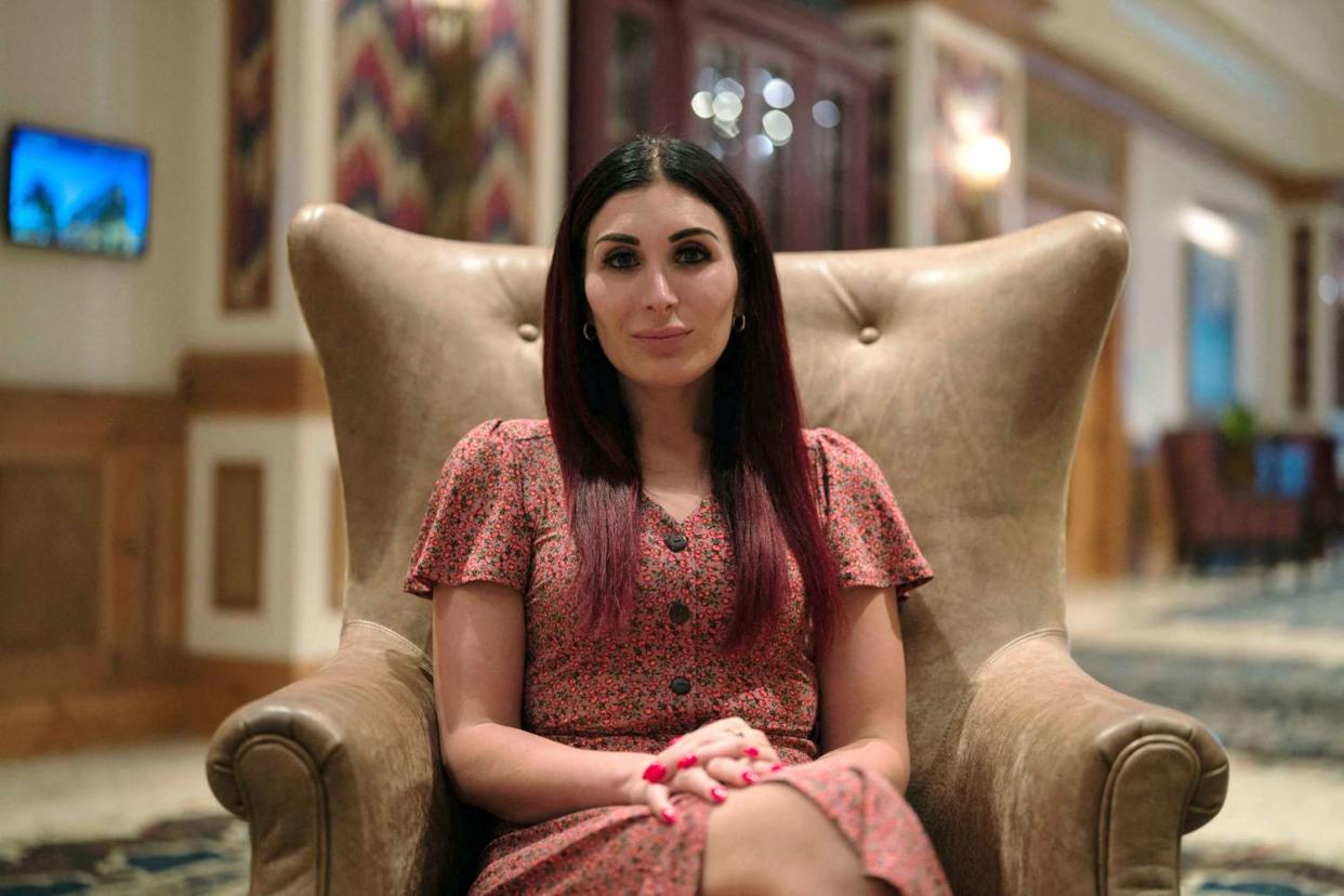 <p>Sipa via AP </p> Laura Loomer at The Villages, Fla., on Sept. 16, 2023