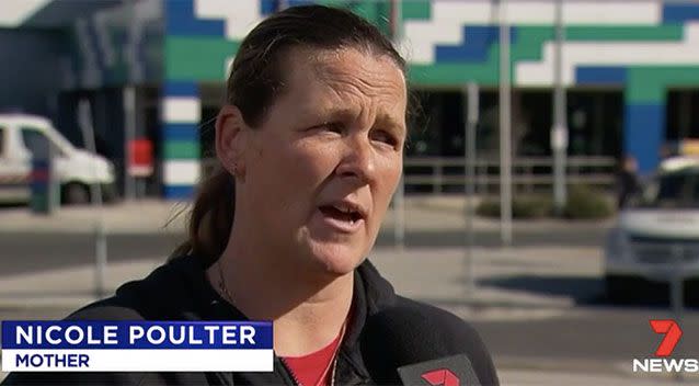 Angry mother Nicole Poulter. Source: 7 News