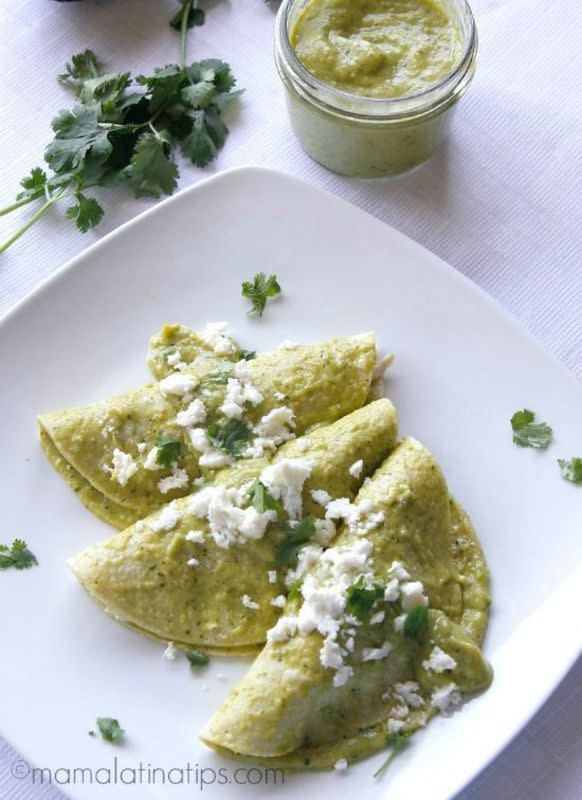 <p>Mama Latina Tips</p><p>Enchiladas are a must for Cinco de Mayo and this recipe is exactly what is needed. Get the recipe <a href="https://parade.com/wp-admin/_wp_link_placeholder" rel="nofollow noopener" target="_blank" data-ylk="slk:HERE;elm:context_link;itc:0;sec:content-canvas" class="link ">HERE</a>.</p>