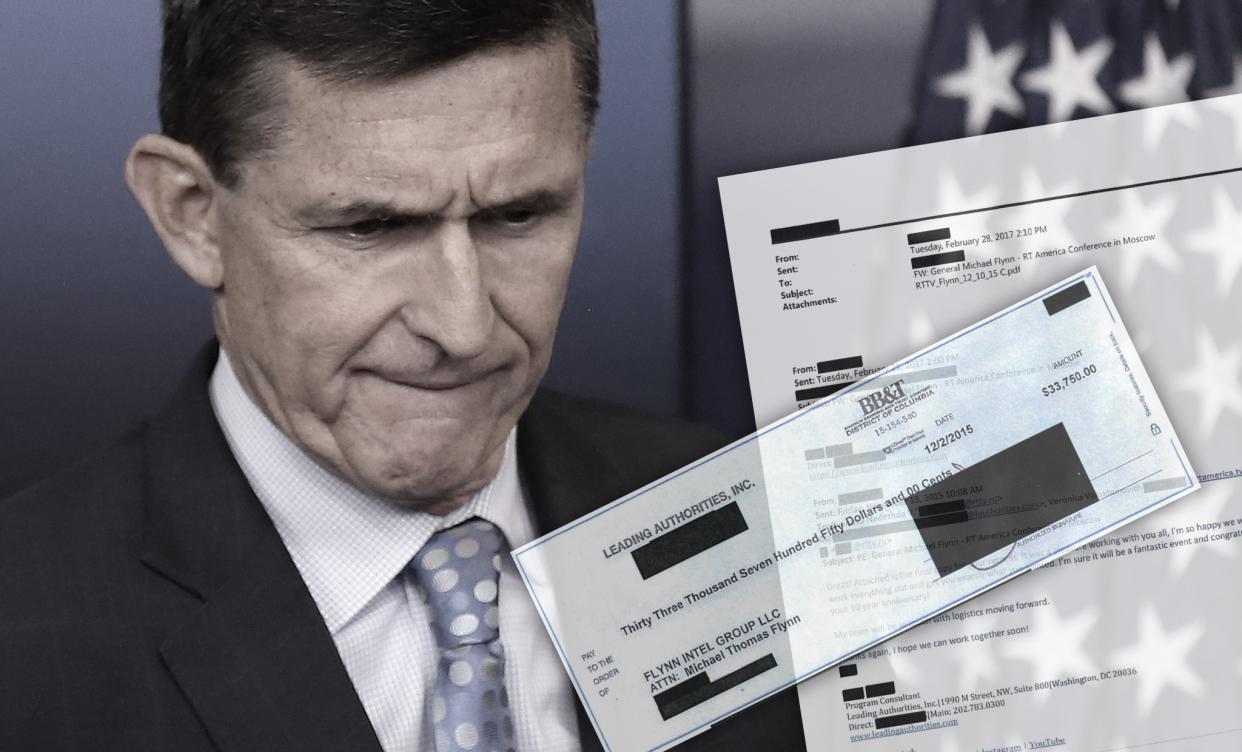 Former National Security Adviser Gen. Michael Flynn. (Photo illustration: Yahoo News; photo: Carlos Barria/Reuters)