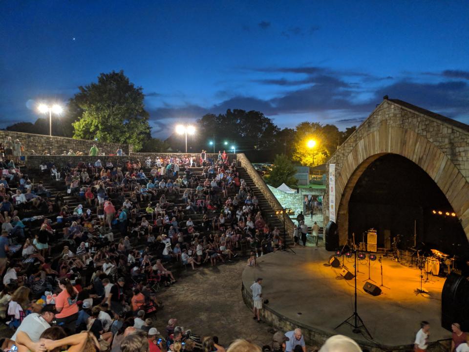 Patrons fill the Mort Glosser Amphitheatre before a Summer Concert Series event in 2018.