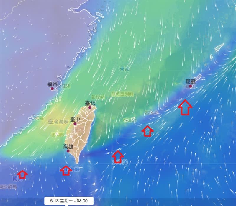 鄭明典說，隨著高壓偏南出海，北風直接衝到台灣尾。（圖／翻攝自鄭明典 臉書）