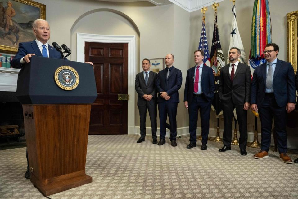 President Biden speaks about artificial intelligence in the Roosevelt Room of the White House (AFP via Getty Images)