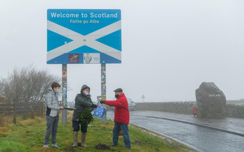 With restrictions tight at Christmas, Scots began heading to the border to exchange gifts with friends and family living in England - Phil Wilkinson