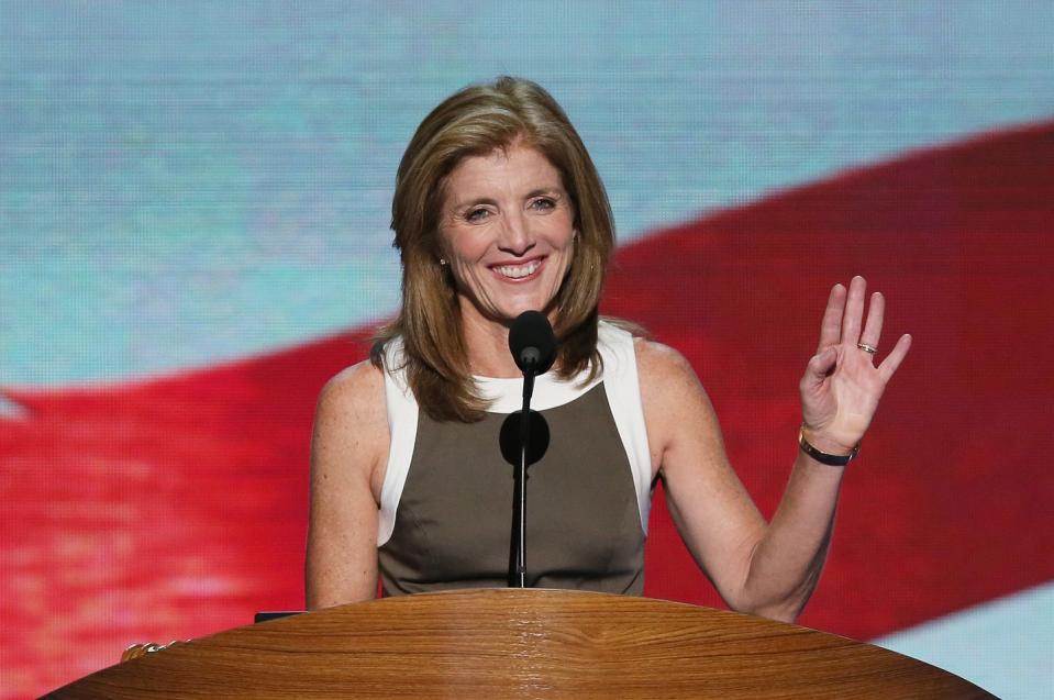 <p>Caroline Kennedy speaks on stage during the final day of the Democratic National Convention.</p>