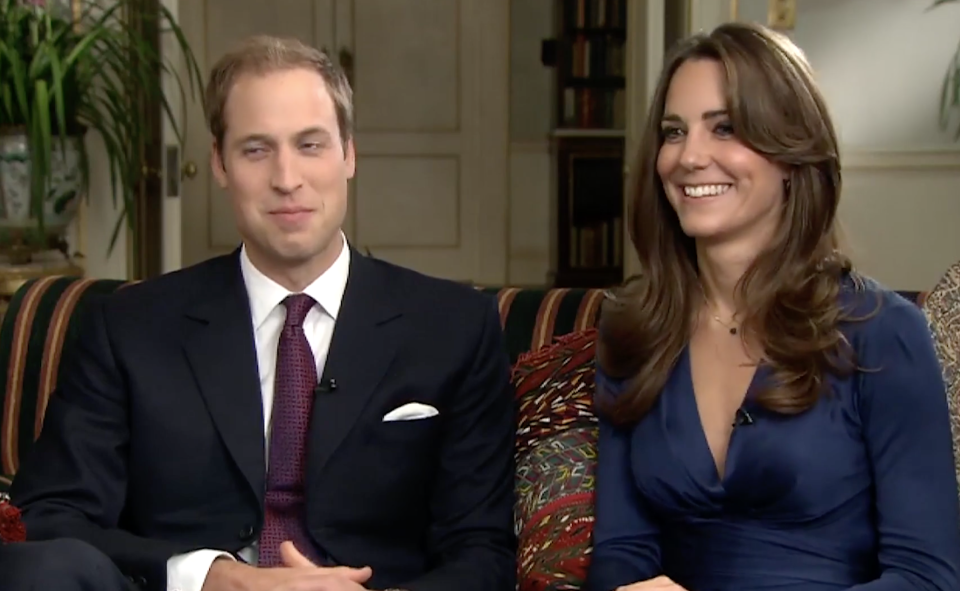 Kate laughed and smiled but let William do most of the talking [Photo: BBC]