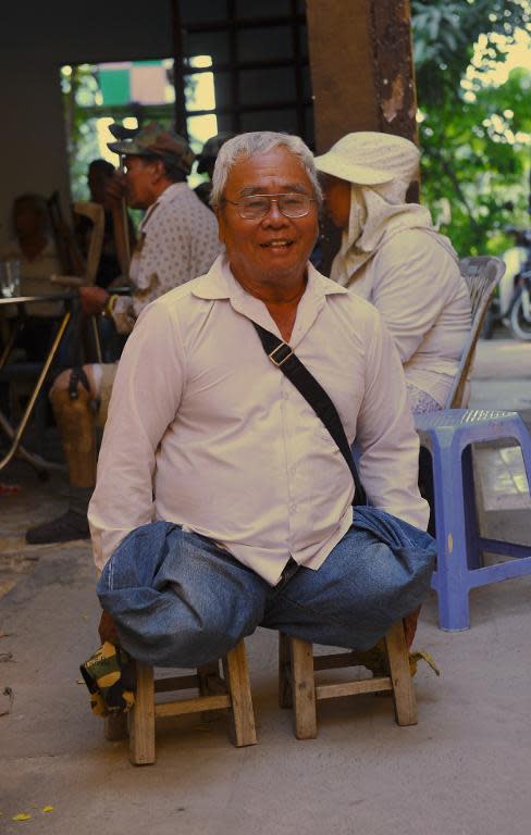 Nguyen Van Quang, 63, a disabled soldier from the former US-backed southern Vietnam army, speaks to AFP during an interview at Lien Tri pagoda in Ho Chi Minh City on April 9, 2015