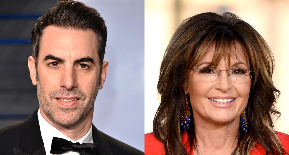 Sacha Baron Cohen and Sarah Palin (Photo: Getty Images)