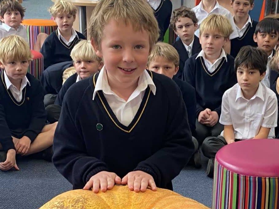 Seven-year-old Tasker Williams’ whopping pumpkin was the heaviest in the Monmouth School Boys’ Prep competition, weighing an impressive 79kg (Monmouth School)