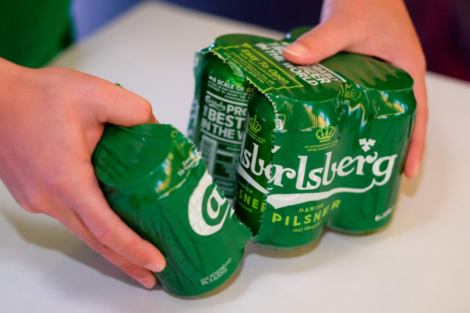 The new perforated ‘Easy-to-Open’ six-pack. — Picture courtesy of Carlsberg Malaysia