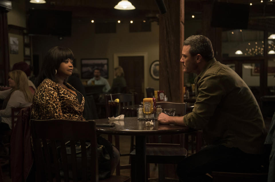 This image released by Universal Pictures shows Octavia Spencer, left, and Luke Evans in a scene from "Ma." (Anna Kooris/Universal Pictures via AP)
