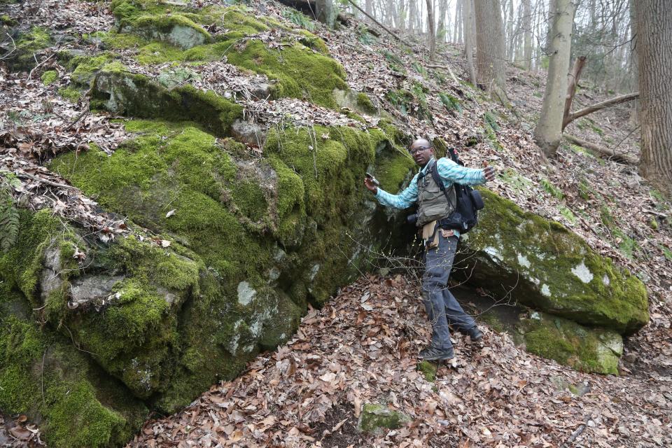 Assistant Professor of Structural Geology Folarin 'Fola' Kolawole and his staff from the Columbia University Lamont-Doherty Earth Observatory does fieldwork near the epicenter looking for clues of the impact of the 4.8 magnitude earthquake on April 5, 2024.