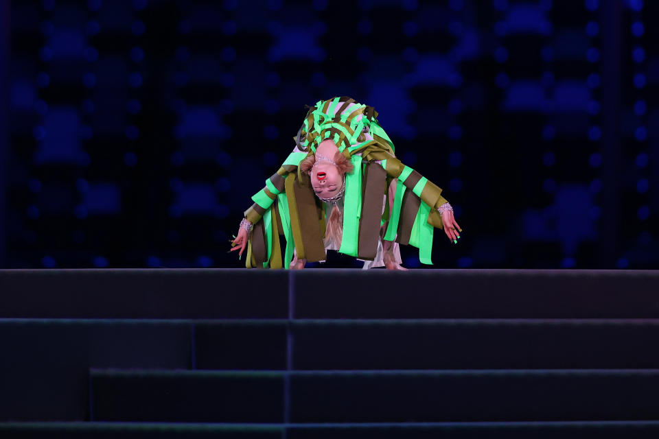 <p>An entertainer performsd during the Closing Ceremony of the Tokyo 2020 Olympic Games at Olympic Stadium on August 08, 2021 in Tokyo, Japan. (Photo by Naomi Baker/Getty Images)</p> 