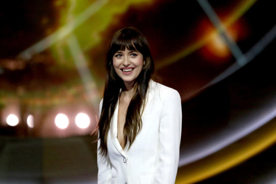 Dakota on stage at the 2019 Global Citizen Prize