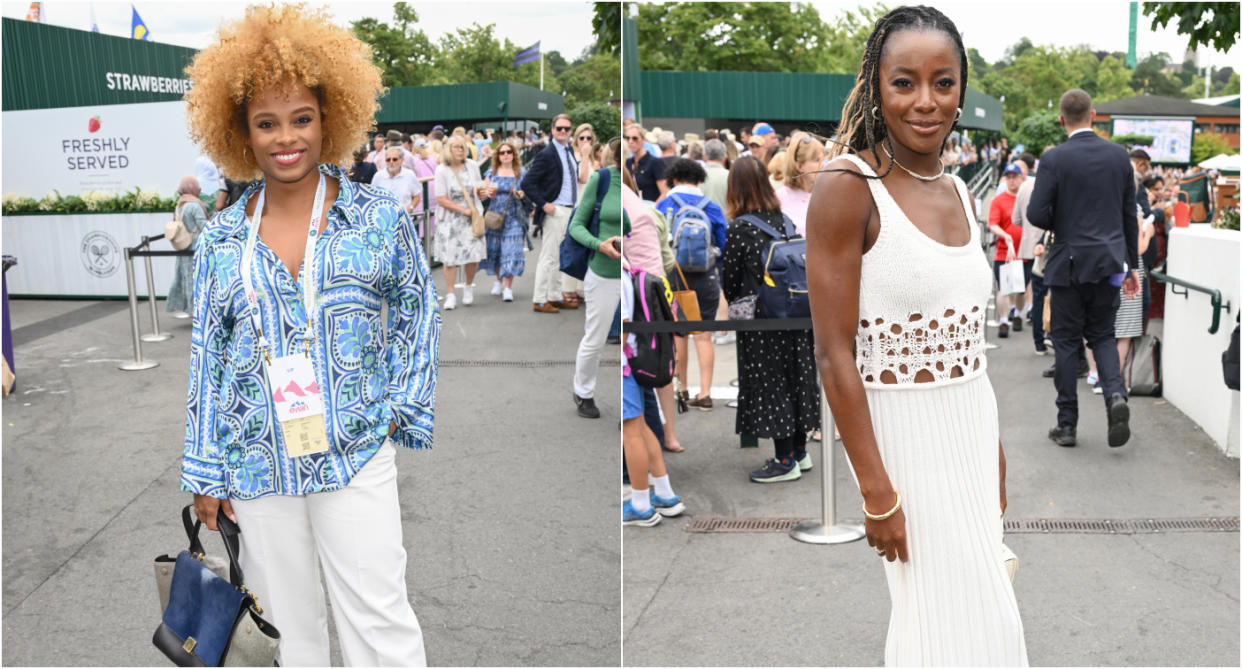 Fleur East and AJ Odudu on day nine of Wimbledon.