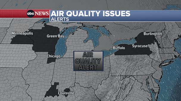 PHOTO: Weather map showing air quality issues alerts, June 5, 2023. (ABC)