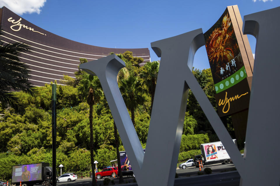 The Wynn Las Vegas resort stands on Wednesday, July 26, 2023, in Las Vegas. Casino mogul Steve Wynn's long legal fight with Nevada gambling regulators over claims of workplace sexual misconduct is expected to end Thursday with a settlement calling for him to pay a $10 million fine and cut virtually all ties to the industry he helped shape in Las Vegas. (AP Photo/Ty ONeil)