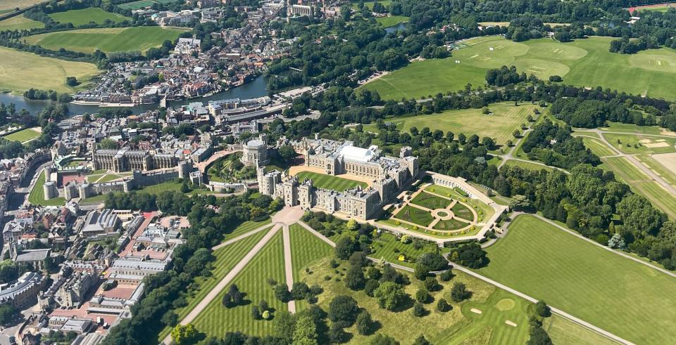 An aerial view of Windsor Castle and the surrounding area