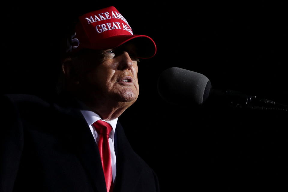 Former President Donald Trump holds a rally in Commerce, Ga.