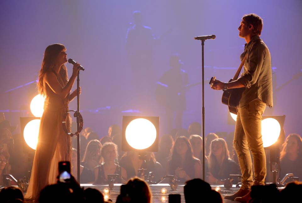 Maren Morris and Ryan Hurd perform at the 2022 CMT Music Awards in Nashville. The former couple has reached an agreement amid their divorce.
