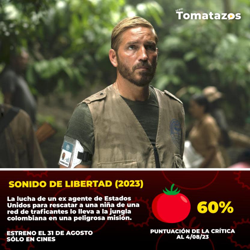 Puntuación de la crítica con la que debutó Sonido de libertad. (Crédito: Tomatazos)