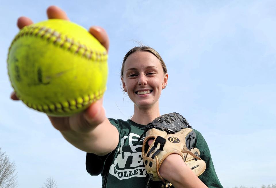 Zeeland West's Alexa Brott broke the Dux all-time strikeout record and won two games in the circle against Zeeland East on Tuesday.