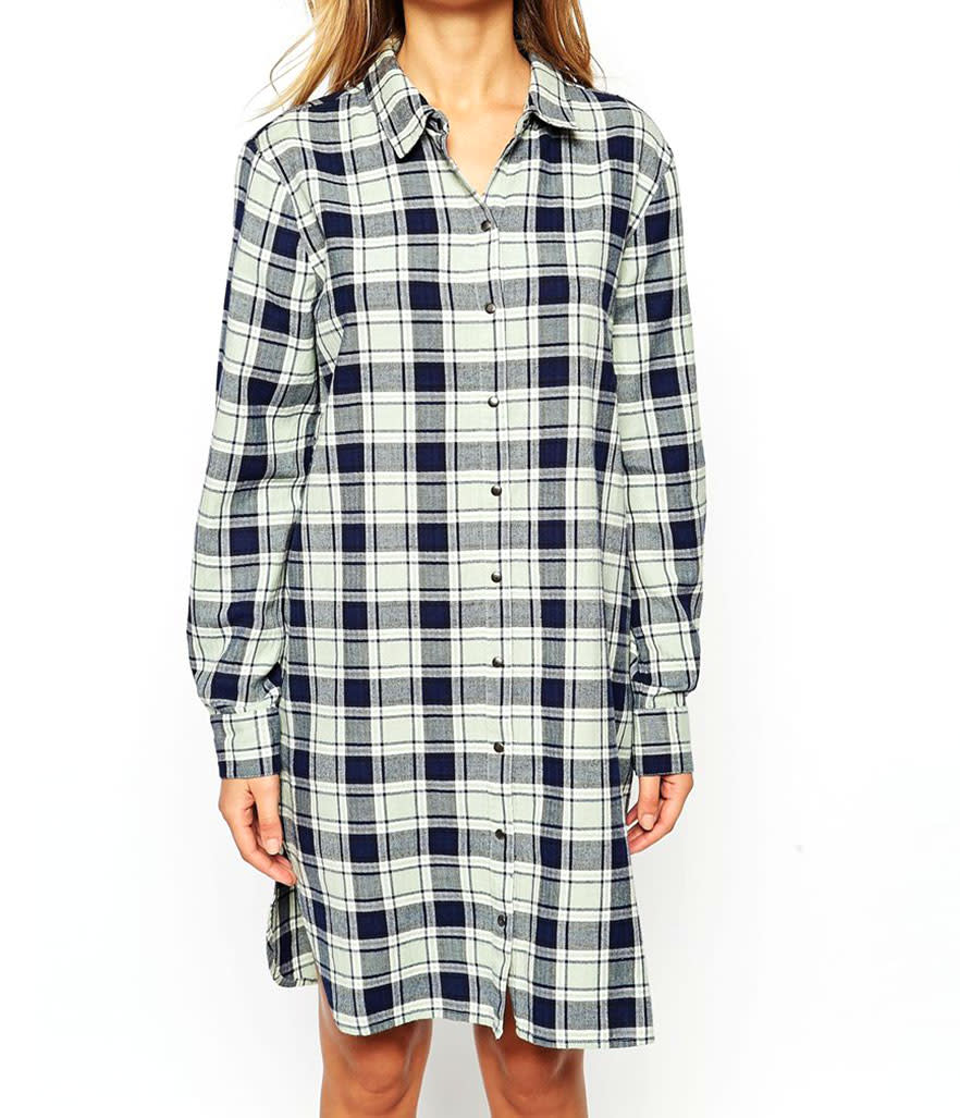 Noisy May Checked Shirt Dress