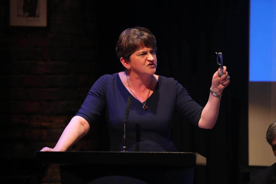 Leader of the Democratic Unionist Party Arlene Foster at the Conservative Party Conference at the Manchester Convention Centre. (Photo by Danny Lawson/PA Images via Getty Images)