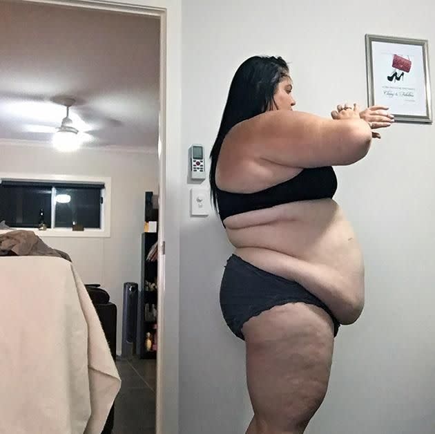 Before: Elle tipped the scales at 184kgs. Photo: Caters.