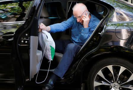 Former top European member of the International Olympic Committee (IOC), Patrick Hickey, arrives at a residential building after leaving the Bangu Jails Complex in Rio de Janeiro, Brazil, August 30, 2016. REUTERS/Ricardo Moraes