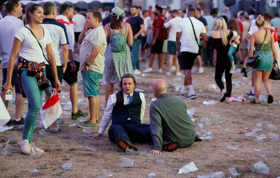 <p>England fans react to World Cup loss. Action Images via Reuters/Peter Cziborra </p>