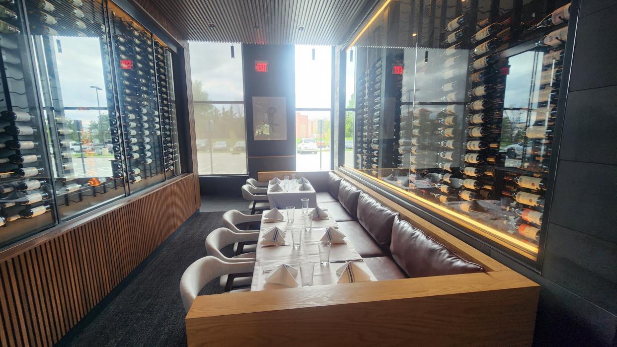 The wine room at Prime & Providence, the new steakhouse from Dominic Iannerelli and Cory Gourley in West Des Moines, can be closed off for private dining. .