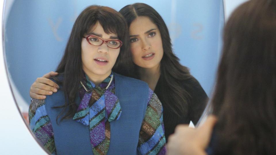 Salma Hayek and American Ferrera in Ugly Betty, 2006