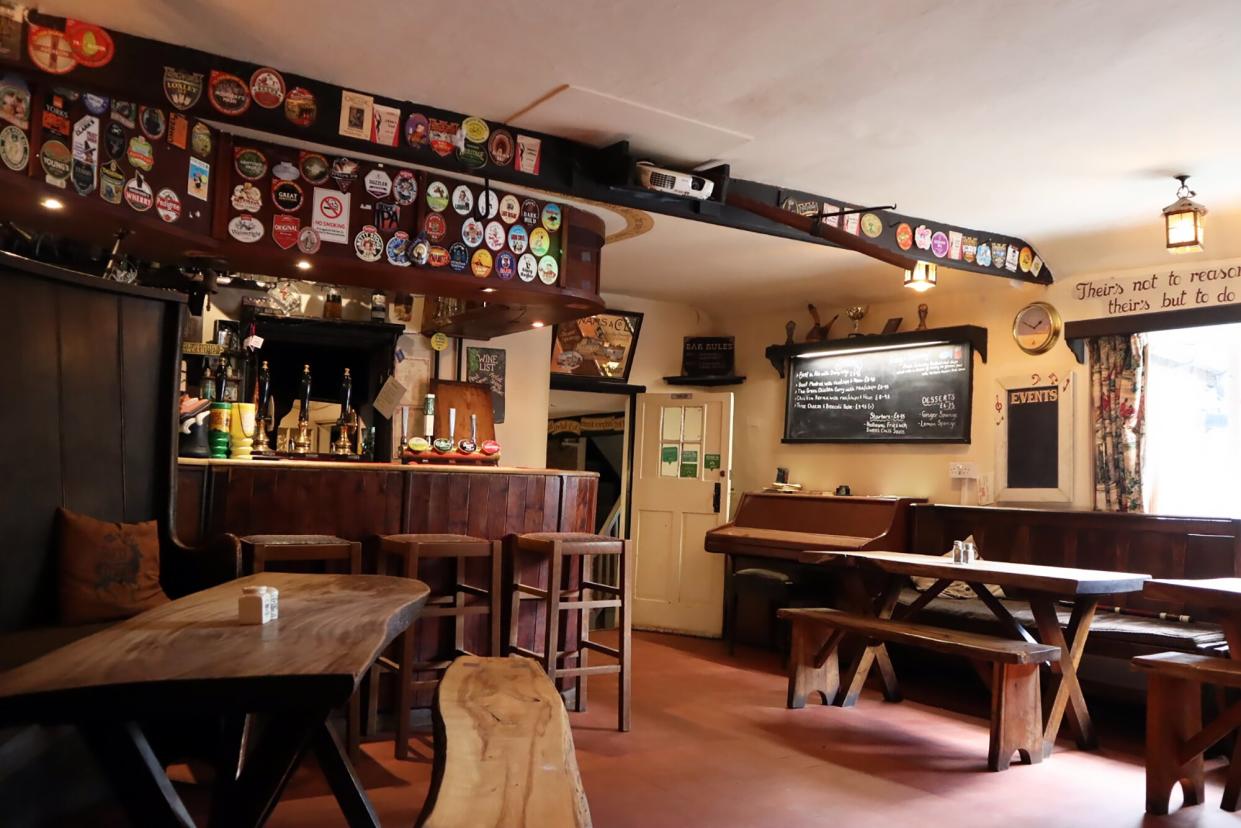 The inside of a 16th century pub available for rent on Airbnb