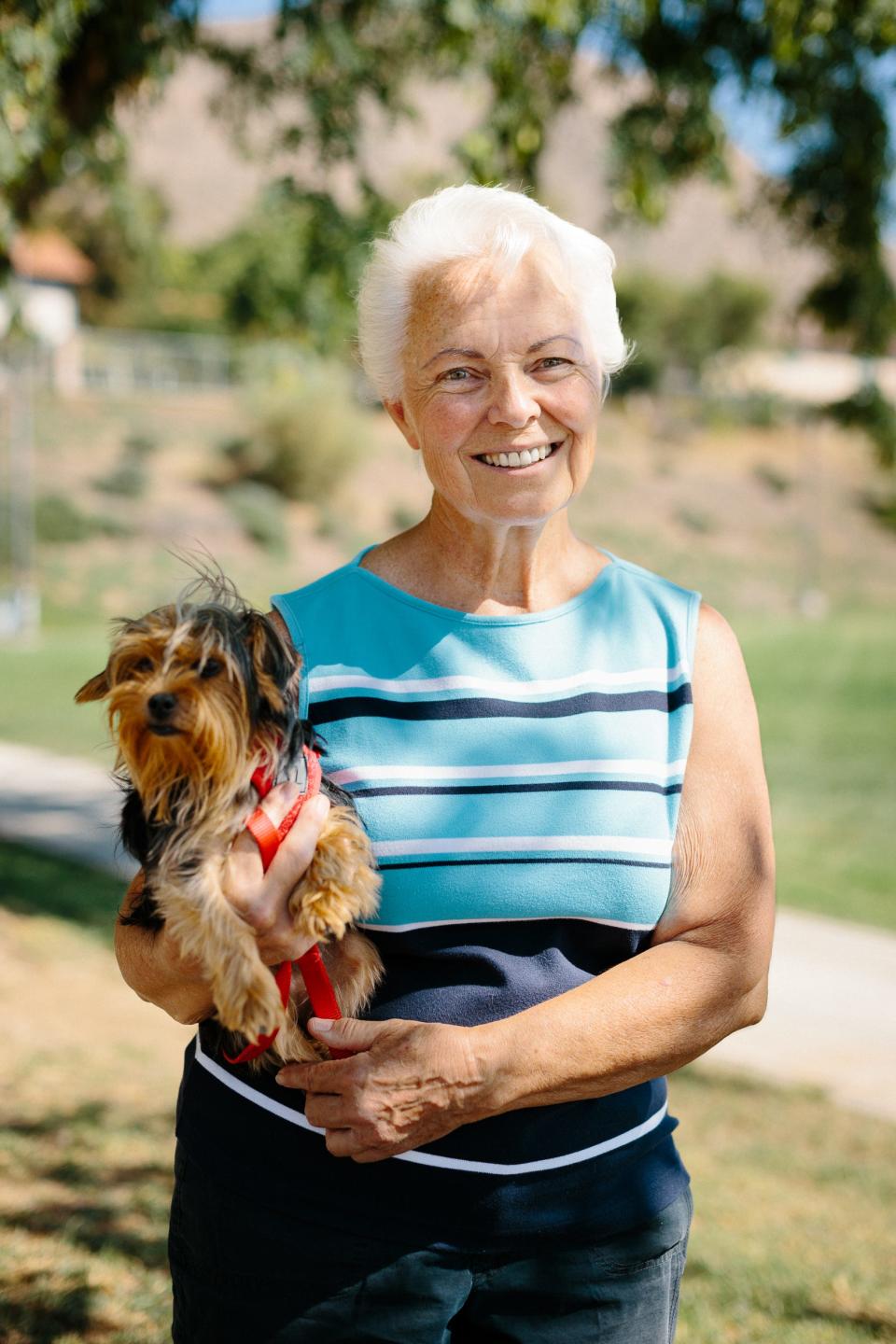 obland walking her dog