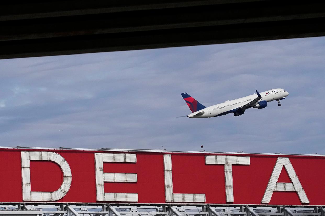 A Delta Air Lines plane takes off from Hartsfield-Jackson Atlanta International Airport in this file photo from Nov. 22, 2022.
